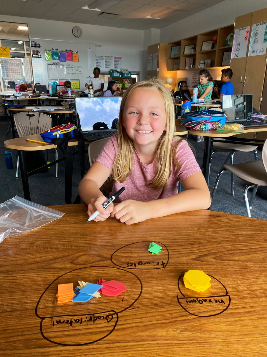KatieTaylorBES's tweet photo. It’s so neat that we can apply new learning to sort 2D shapes by their attributes and all have different thinking!!! #bengalpride https://t.co/nqlKJVrog5