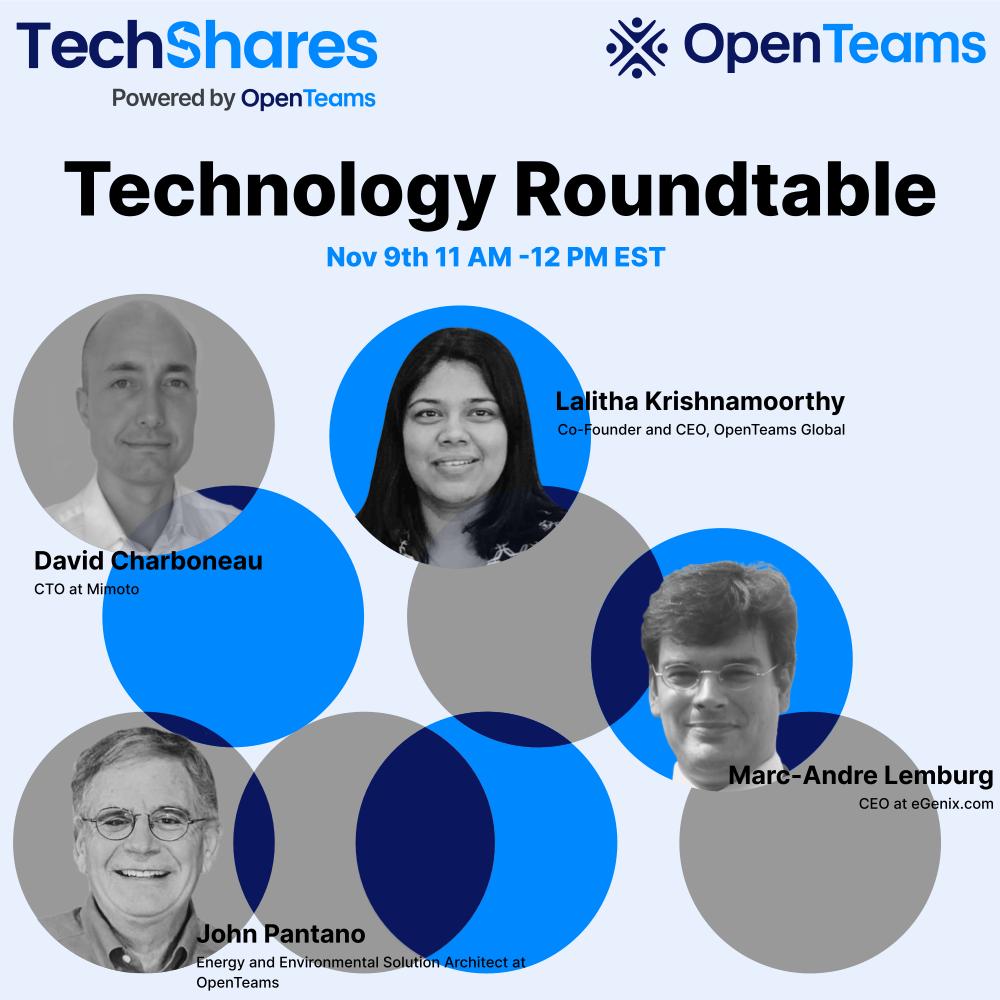 openteamsinc's tweet image. Join us at #Techshares for our first technology #roundtable with leading open source experts from the industry.

🗓 NOV 9th 🕰 11 AM-12 PM EST

Registration link: hopin.com/canvas/events/…

#digitaltransformation #AI #machinelearning #FOSS #opensource #futureoftech
