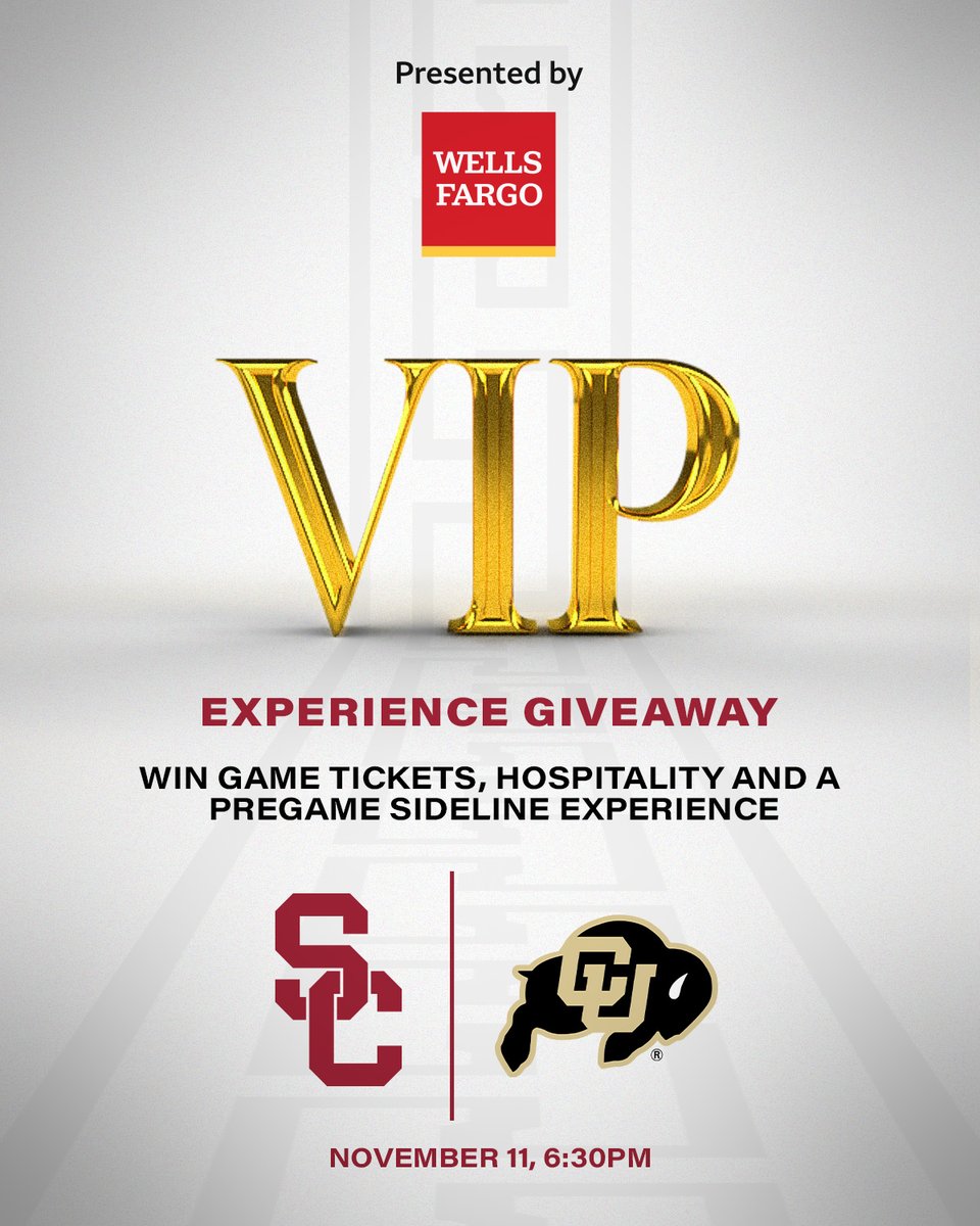 We’re giving one lucky fan a VIP experience at this Friday's @uscfb game, presented by @WellsFargo! Retweet to enter for your chance to win!