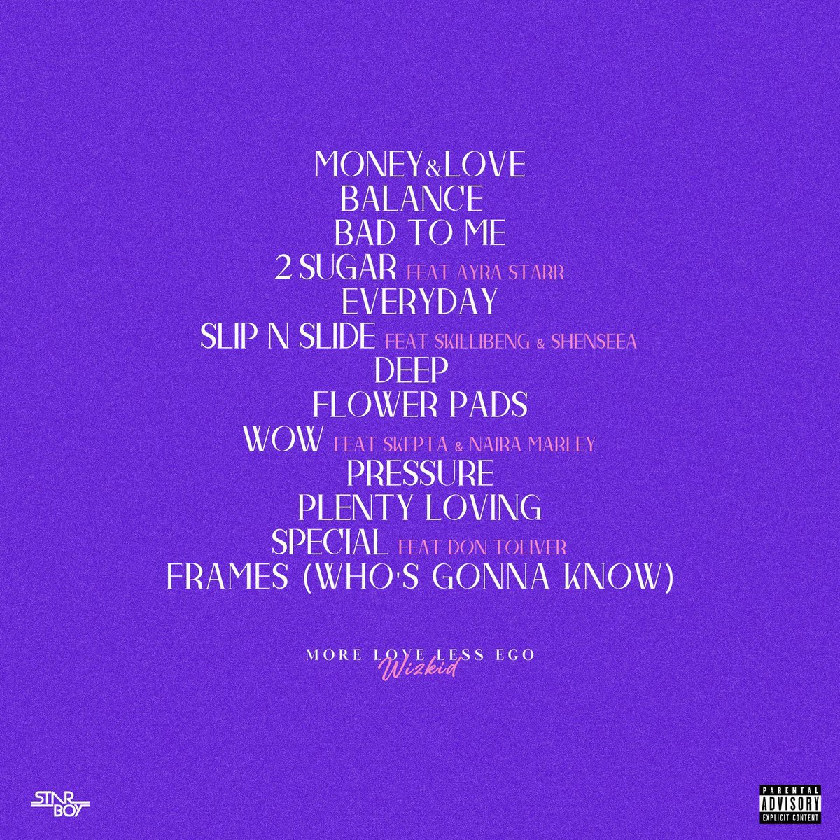 All the featured artistes on Wizkid’s MLLE. album looking pretty already 💜🦅