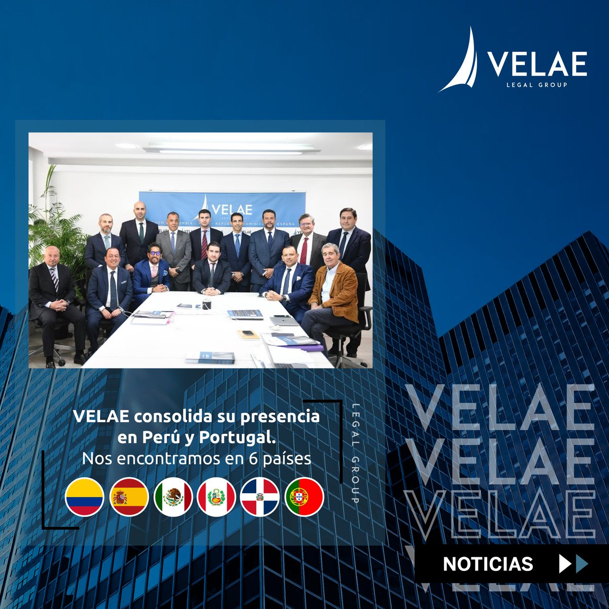 En la reciente junta de socios, se oficializó la incorporación de Lazo De Romaña &amp; Bravo Abogados - Velae Perú y de Pinto Ribeiro Advogados - Velae Portugal, como socios de 𝗩𝗘𝗟𝗔𝗘 𝗟𝗲𝗴𝗮𝗹 𝗚𝗿𝗼𝘂𝗽 lo que nos permite seguir fortaleciendo nuestra presencia internacional.