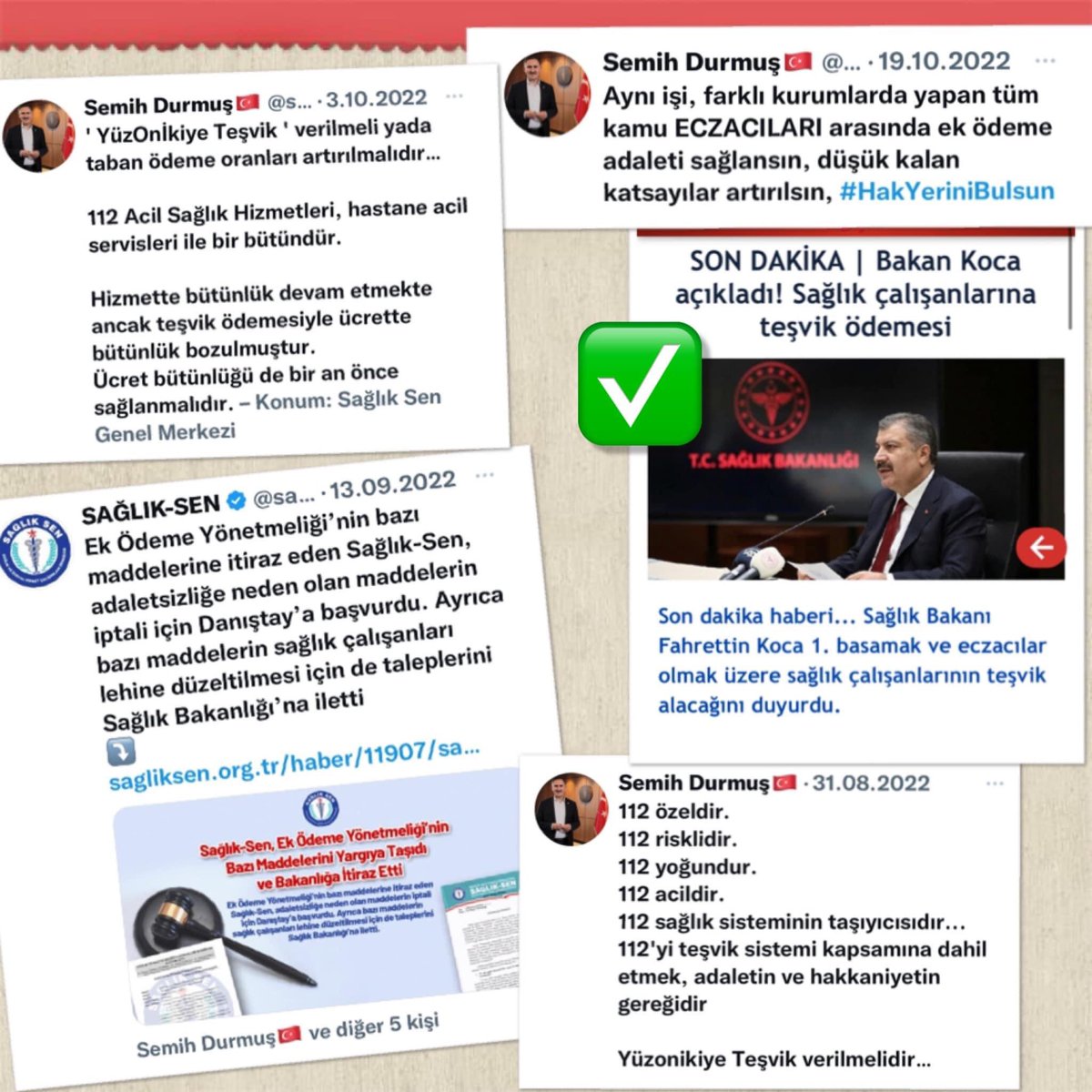 Teşvikte adalet için Sağlık-Sen olarak;
👉Konuyu derinlemesine çalıştık
👉Bakanlığa başvurduk
👉Dava açtık
👉Kamuoyu oluşturmak için sosyal medya çalışması yaptık…

👍Sahanın sesine kulak verilerek düzenlemenin kapsamının genişletilmesi memnuniyet vericidir…