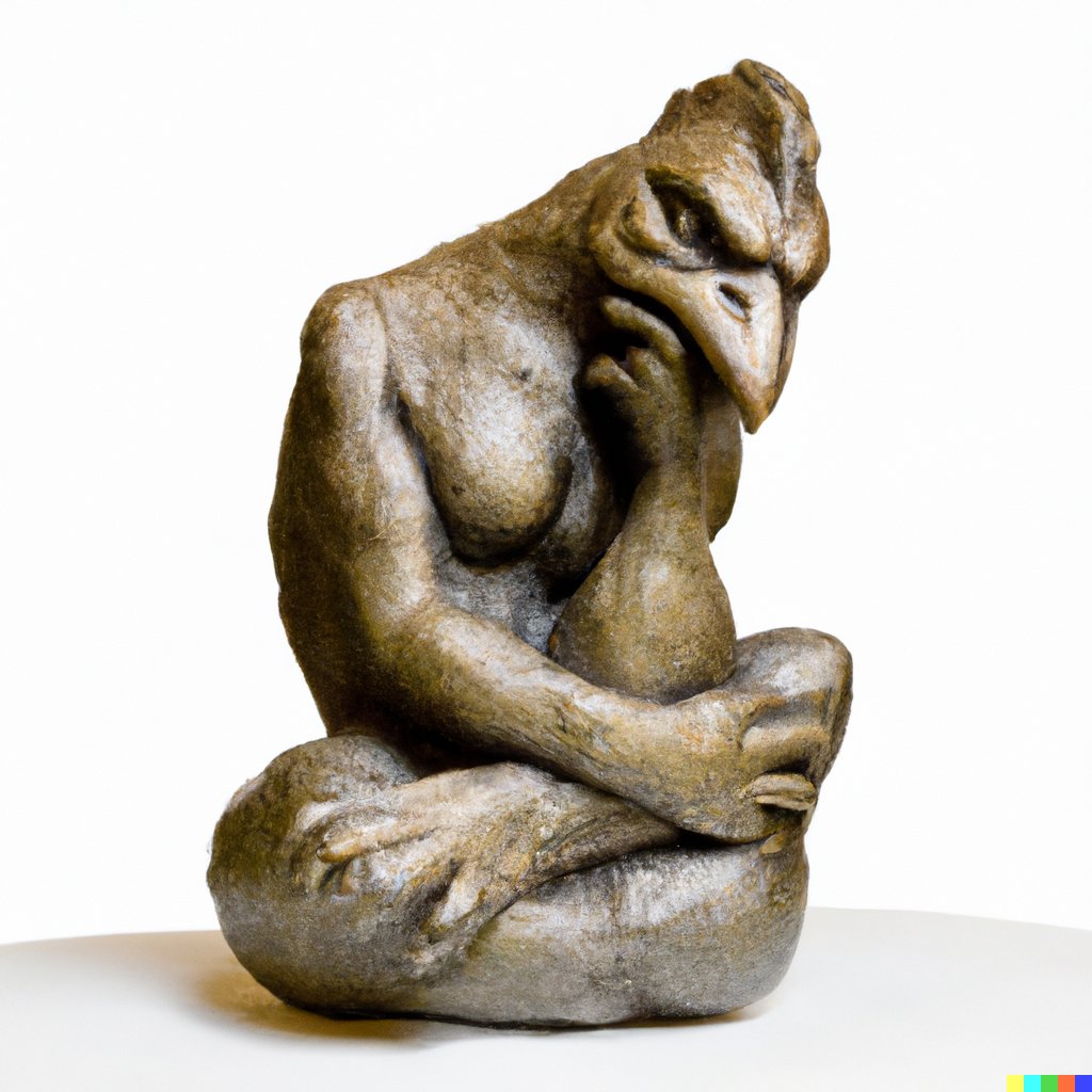 protonbobby's tweet photo. @OpenAI "The Thinker by Auguste Rodin as a chicken" https://t.co/byR4PFGtBG