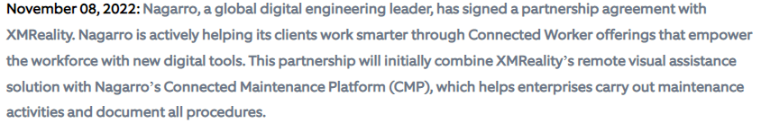 HerediaLaso's tweet photo. $NA9

Acuerdo de colaboración con XMReality AB ($XMR). Empresa que, aunque no da beneficio, crece sus ventas a un ritmo de +25% CAGR y que tiene entre sus clientes empresas tan potentes como Nestlé, Heineken o Saab.
El objetivo es combinar las soluciones de ambas empresas 👇 https://t.co/dqMUrTw27c