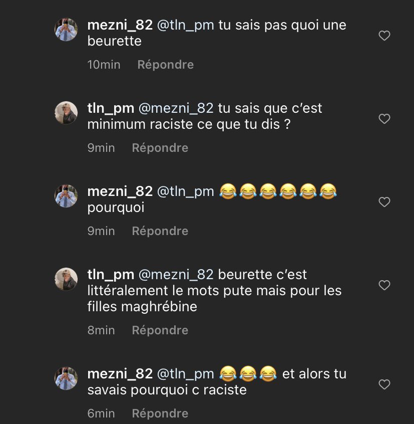 T2l_78's tweet photo. Regarder les débats qu’on trouve dans les reels insta 🤦🏾‍♂️🤦🏾‍♂️ c’est vraiment du racisme banalisé #instagramreels #snap https://t.co/7TjpyHScc2