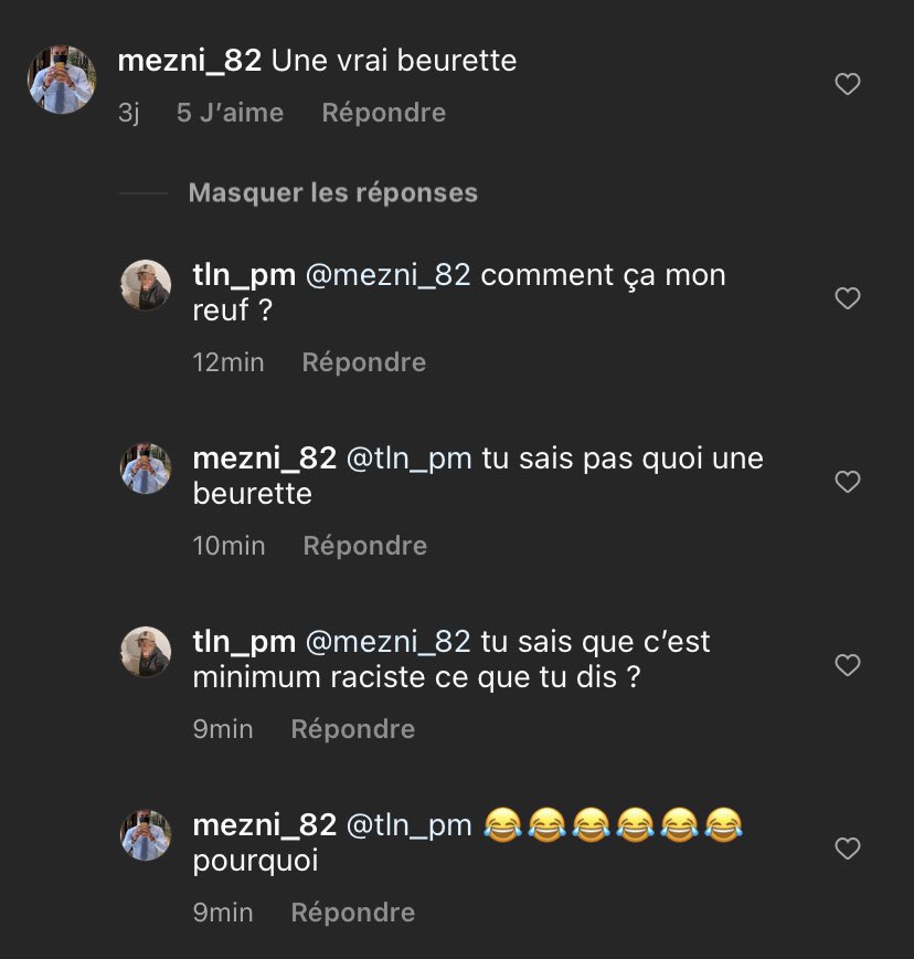T2l_78's tweet photo. Regarder les débats qu’on trouve dans les reels insta 🤦🏾‍♂️🤦🏾‍♂️ c’est vraiment du racisme banalisé #instagramreels #snap https://t.co/7TjpyHScc2