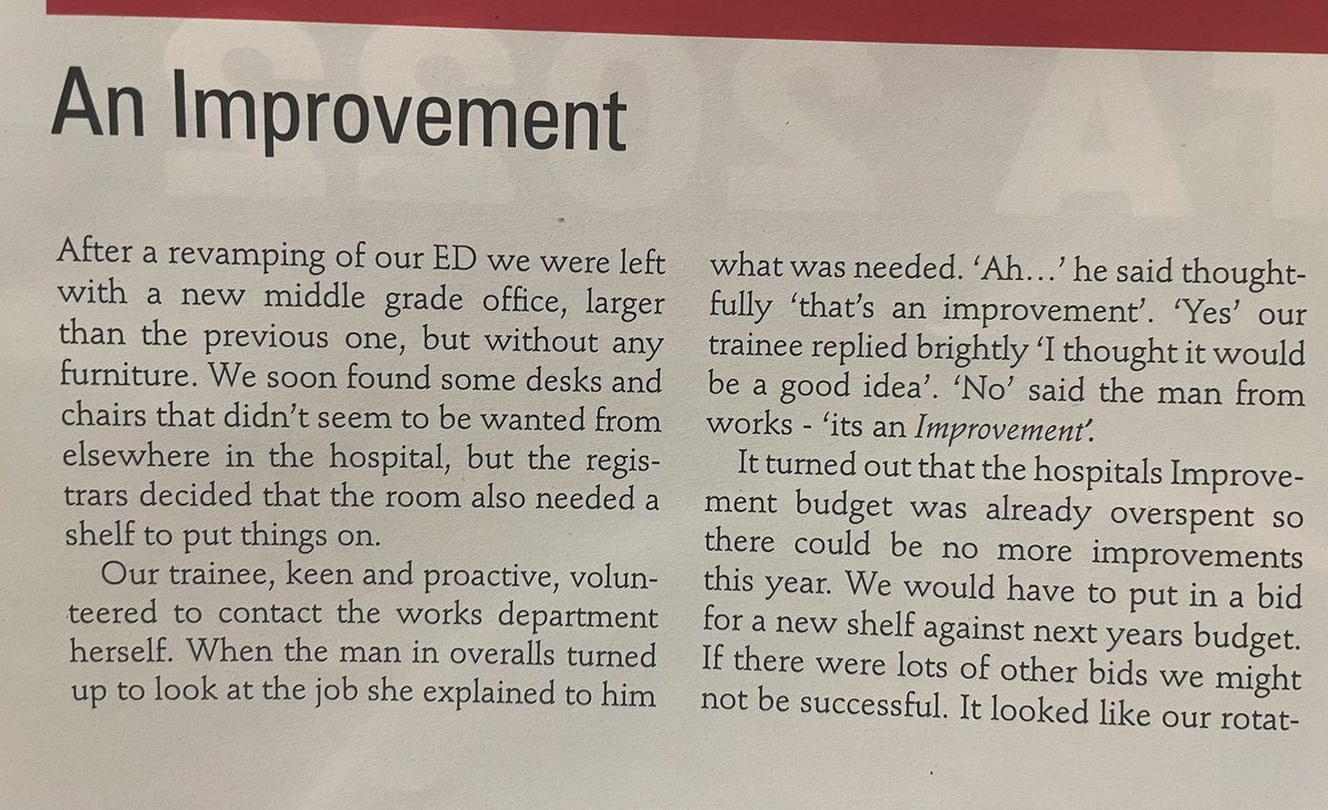 This is a great #NHS anecdote Well done @EmergencyMedBMJ #improvement