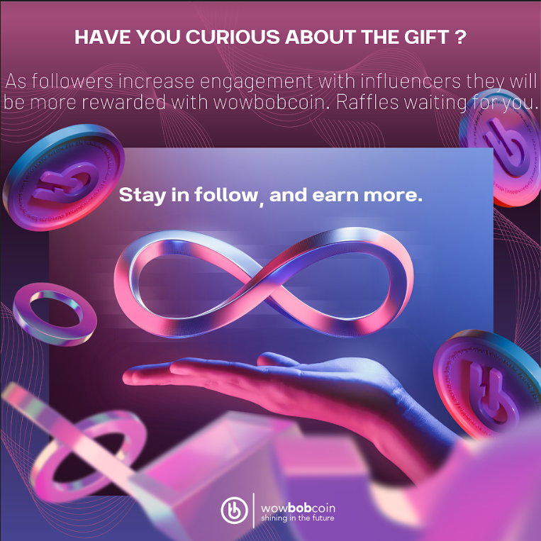 wowBOBcoin's tweet photo. Have you curious about the gift ❓ As followers increase engagement with influencers they will be more rewarded with wowbobcoin 🎁 Raffles waiting for you. Stay in follow, and earn more🤑
#metaverse #Wowbob #Ecommerce #NFT #Web17 https://t.co/cXpeegW8p5