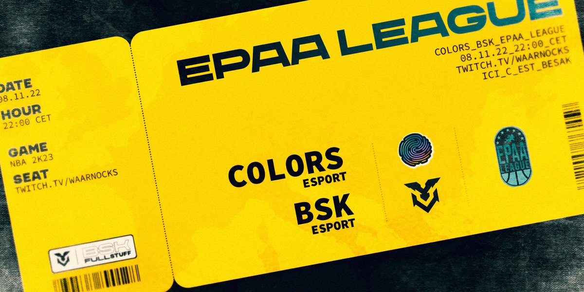 TAKE YOUR TICKET ! 🦅🎟️
 
Rendez-vous à 22h pour un match face à <a href="/ColorsEsport/">Colors Esport</a> en <a href="/EPAA2k/">EPAA - #SZN6</a> 🏀

📺 twitch.tv/waarnocks

#NBA2K23