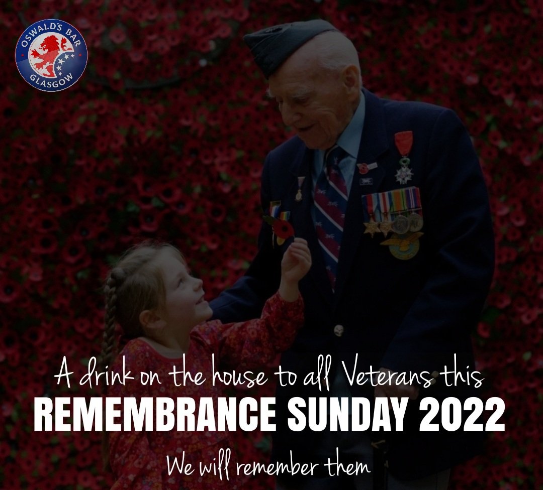 OswaldsBar's tweet image. This Remembrance Sunday we'd like to offer a drink on us to all our Servicemen and Veterans. 

A small thank you to our heroes both past and present 🌺