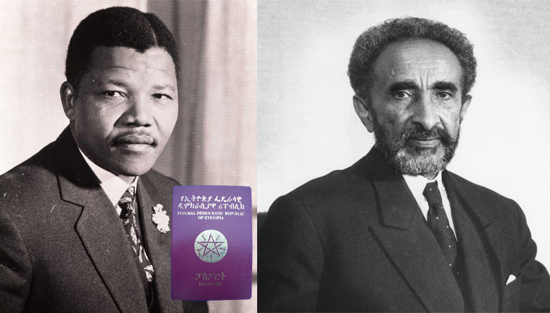 In 1962 Emperor Haile Selassie smuggled out Mandela with Ethiopian passport as a journalist.

In 1962, Mr. Nelson Mandela traveled to Ethiopia in secret for military, political, and spiritual training.” On Haile Selassie’s orders, the Ethiopian army first trained and armed