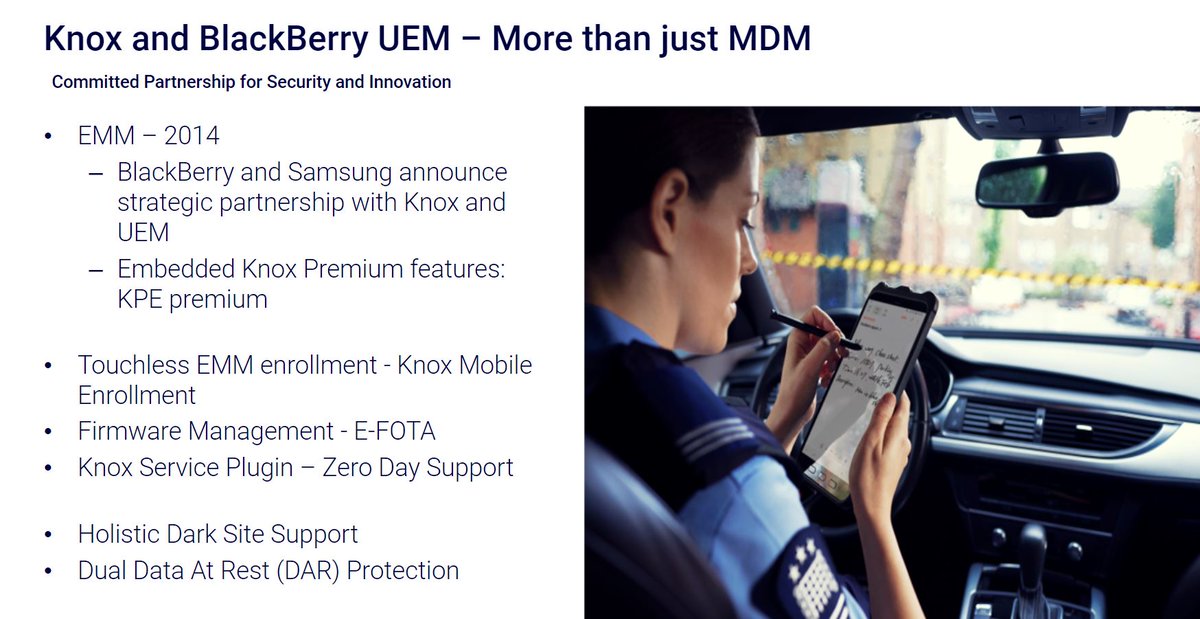 BlackBerry's tweet image. Missed the #BBSS22 Partner Innovations track with @Samsung? 

Watch now to learn how Samsung &amp;amp; #BlackBerry are improving enterprise security, with Knox &amp;amp; BlackBerry #UEM empowering specialized #security for government &amp;amp; collaboration projects. bit.ly/3NMzbwD