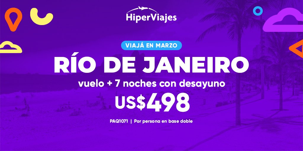 ¡No te duermas!😉💤 Aprovechá este #CIBERVIAJES para conocer Río de Janeiro🇧🇷🌞

📩 Más información: tinyurl.com/3pzxsxsr