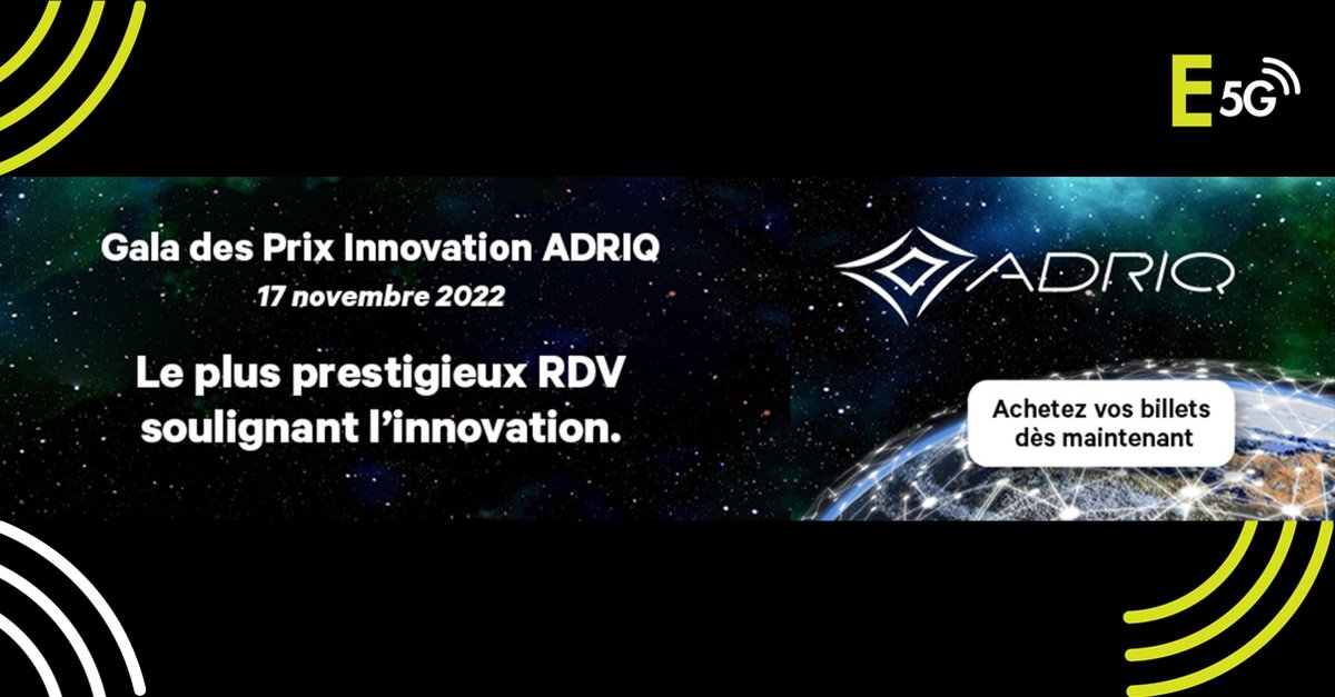 32e Gala des Prix Innovation de l’<a href="/ADRIQ_RCTi/">ADRIQ</a>! 💫

Participez au plus prestigieux Gala soulignant l’innovation. 

Cette édition sera en présentiel, au Palais des congrès de Montréal

Réservez votre place : adriq.com/gala-des-prix-…

#encqor #encqor5G #5G #transformationnumérique