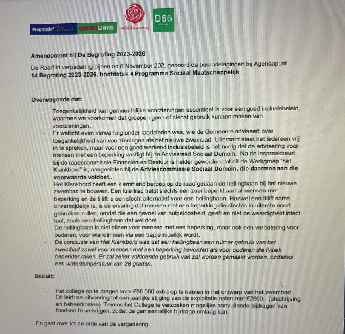 Gemeente_Rhenen's tweet photo. Er komt een hellingbaan in het nieuwe zwembad. Amendement 14.A. 3 is namelijk aangenomen 12 stemmen voor en 7 stemmen tegen. https://t.co/xcdfFlLG4J