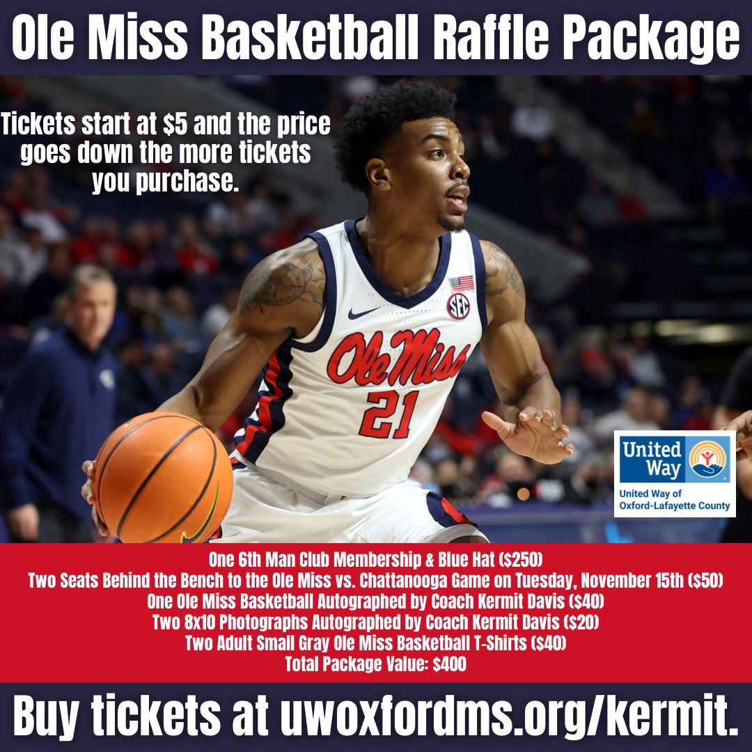 It was great to see our friend @RobertMAllen21 score 15 points & grab 7 boards for @OleMissMBB last night. Buy your tickets now at uwoxfordms.org/kermit for a chance to watch from behind the bench next Tues. as part of an amazing raffle package from @OleMissKermit! #HottyToddy
