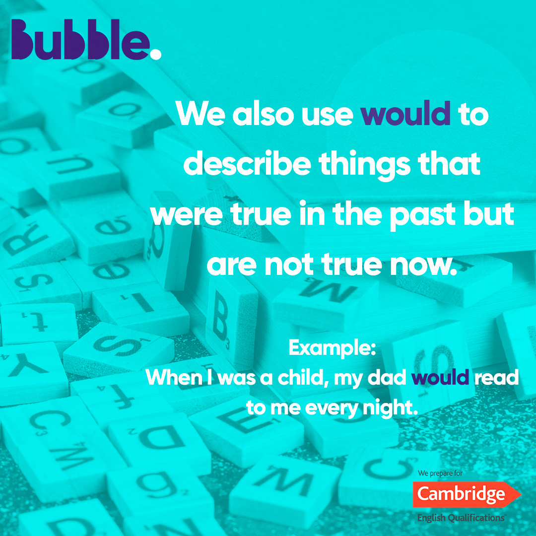 Bubblecomenius's tweet photo. Coneixes la diferència entre used to i would?
Quina uses més per parlar de coses del passat?

#bubblecomenius #learningenglish #cambridgeexams #b2 #Iusedtoruletheworld #seaswouldrisewhenIgavetheword https://t.co/6O5i4XTlzz