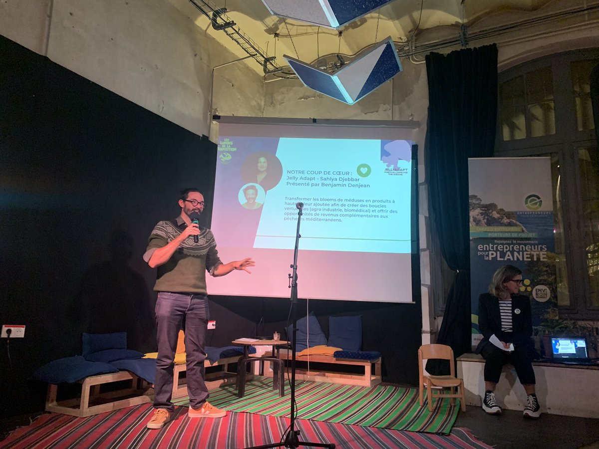 [#Lundisdelatransition <a href="/eplplanete/">Entrepreneurs Pour La Planète</a> x <a href="/marseille/">Ville de Marseille</a>] #JellyAdapt #SahkyaDjebbar “Il va y avoir de plus en plus de méduses. On propose de récupérer les méduses auprès des pêcheurs en Méditerranée, pour en récupérer le collagène destiné aux produits cosmétique.”