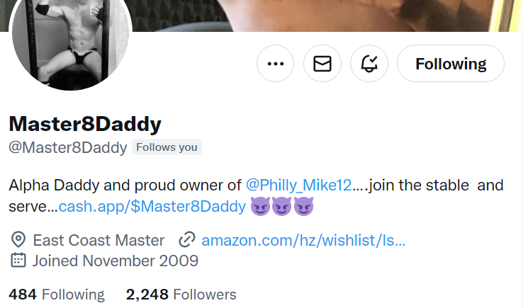 Philly_Mike12's tweet photo. @Master8Daddy changed His profile to include His ownership of me.
Such a wonderful feeling deep inside, happy in my place under Him!
Thank you Master!
#WHATM8D
#AlphaMuscleMaster
#ownedsub
#gratefulsub
#bestbirthdaygiftever https://t.co/AsnvQOWslK