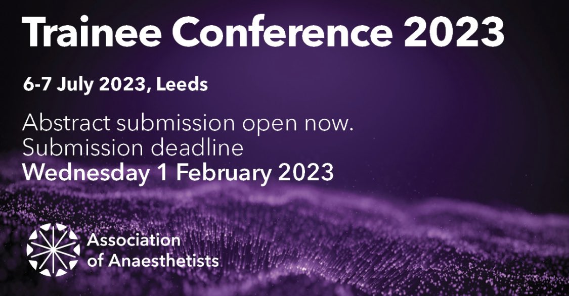 Calling all anaesthetic trainees!!! 📣

Abstract submission for the 2023 Trainee Conference is now open.🗓 

An opportunity to present your work at a national conference, network, and learn from world leading speakers.🏆 

More details coming soon…👀 

Ow.ly/Hkil50Lw1bE