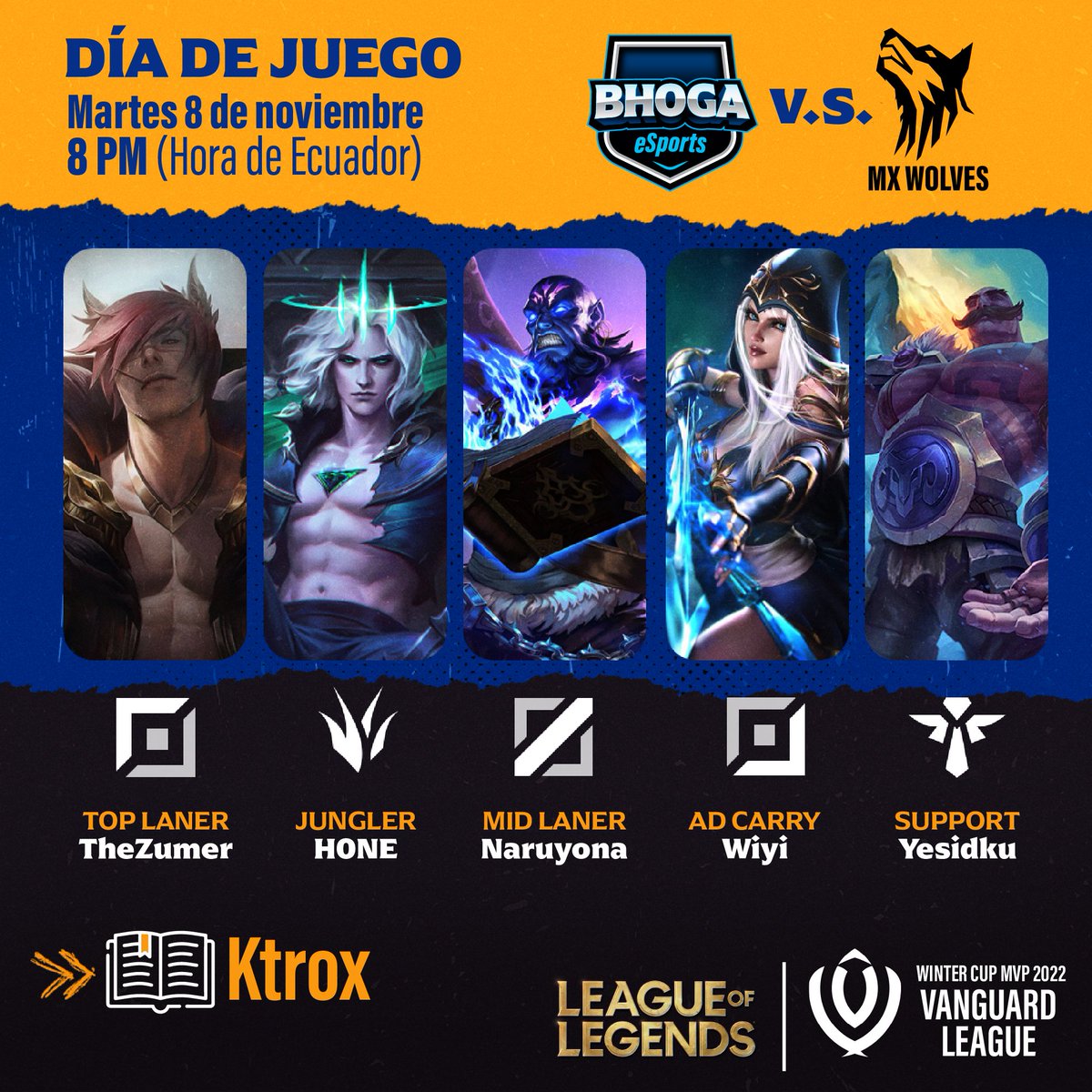 Fase de grupos | BGA vs MXW | <a href="/liga_mvp/">Liga MvP</a> 🏆
Estamos preparados para enfrentar a <a href="/MXWolves_/">MX Wolves</a> en la #WinterCup 💪🏻
#GoBHOGA #GoBGA #eSports #gaming