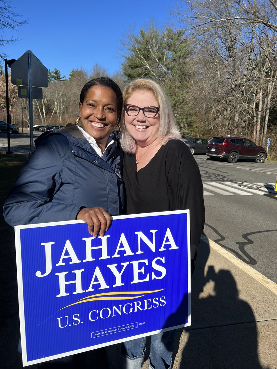 LauraGormanCT's tweet photo. @RepJahanaHayes Best Election Day EVER! VOTE JOHANA HAYES! This election will determine the future of our country and Johana is fighting for us! (I’m a political geek and I’m still excited!) #johana #johanahayes #rephayes #savedemocracy #votect #votevotevote #democrats #politics https://t.co/SGsQzY0iiV