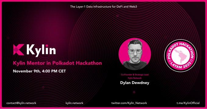 PolkadotSpace's tweet photo. ๐งช @Kylin_Network 's Lead @dylandewdney
For Mentor in @Polkadot LATAM Hackathon!
๐๏ธNovember 9, 16:00 CET
๐งช #KylinNetwork aims to build a cross-chain platform powering the data economy on #Polkadot.
๐งฉVenue:
https://t.co/vyUhATKuid https://t.co/ZLol4LvTRU