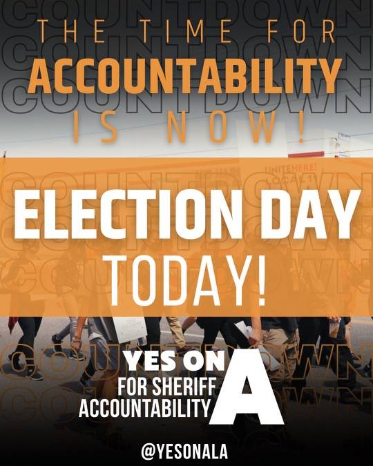 Yes on Measure A <a href="/YesOnALA/">Yes on Measure A</a> because we believe in accountability. 

#EndLASDGangs #GoogleLASDGangs #EndCorruption

Check out our voter guide on information on propositions and our recommendations: cocosouthla.org/voter-guide/