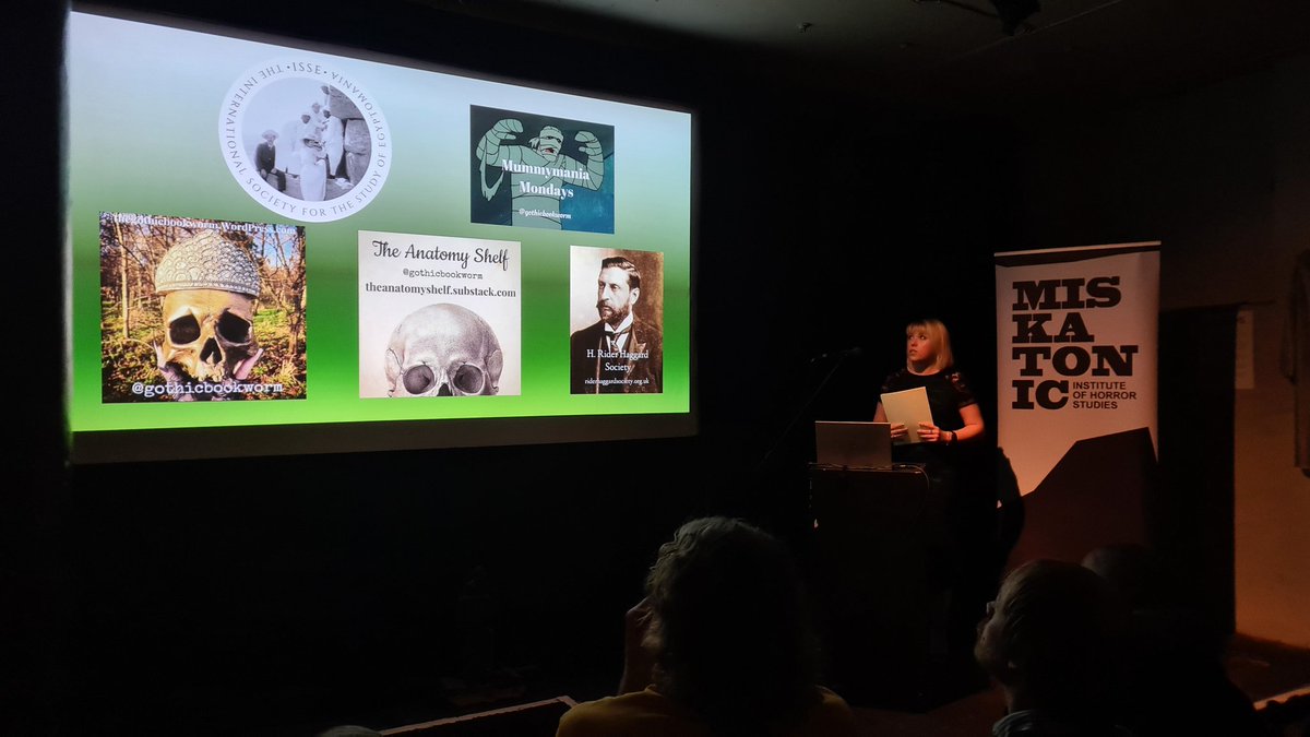 And we're off <a href="/gothicbookworm/">Lauren B 🥀🏛🦇(She/Her)</a> kicks off a really fun, enjoyable <a href="/MiskatonicIHS/">Miskatonic Institute of Horror Studies</a>