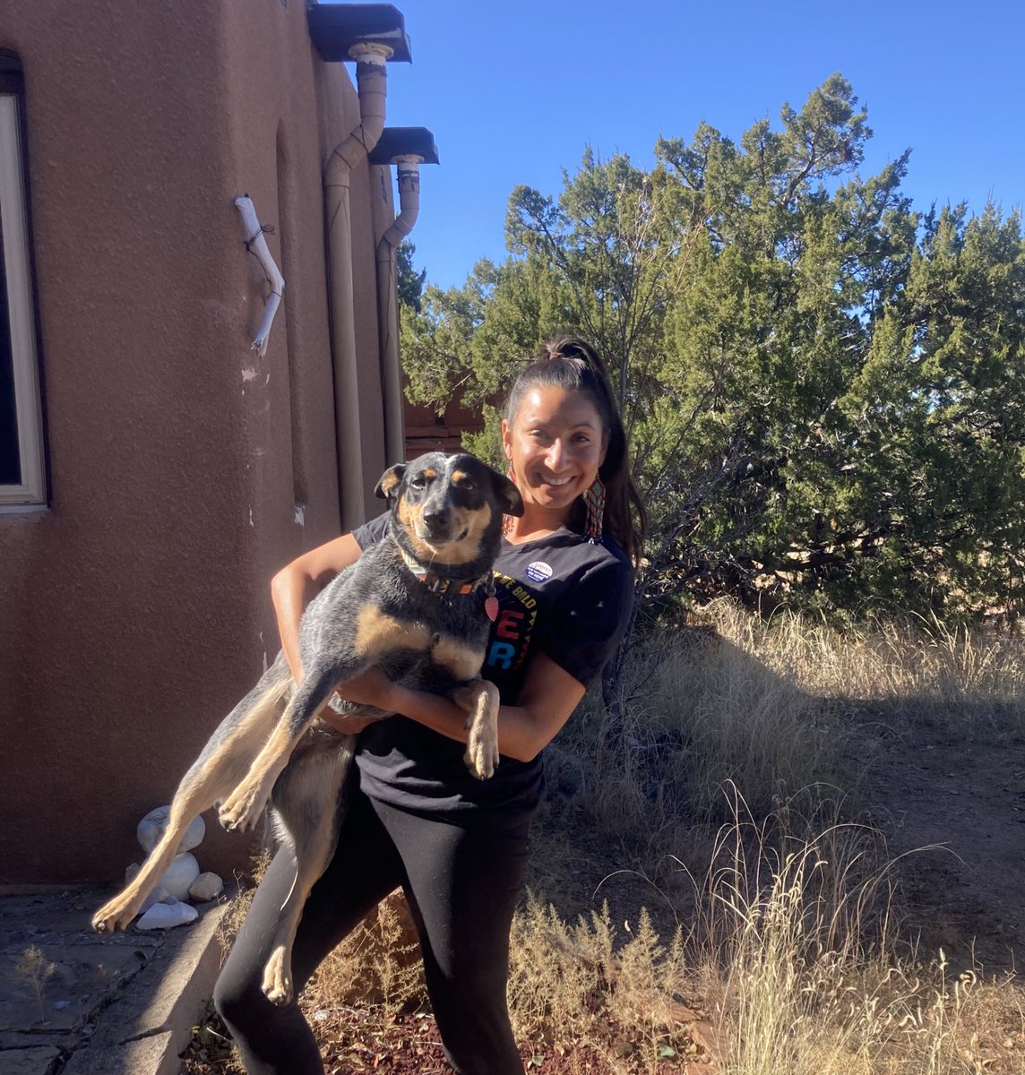 1NativeSoilNerd's tweet photo. #NativeVoteMatters Thanksful for mail in ballots & having a dope O’odham woman as the Pima County Recorder with the best “I voted”sticker. Salchicha is offering her herding skills to get any stragglers to the voting booths 😂 https://t.co/G0TCeWW6ZM