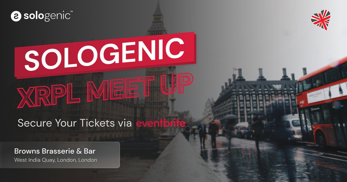 The team has touched ground in London. 

Join us for a full-day of networking and building alongside #Sologenic &amp; #XRPL thought leaders. 

🎟️ Sologenic XRPL Meet-Up: bit.ly/3Ul2E3v
🛠 #XRPL Zone RSVP: bit.ly/3DZpxUodd

#GoSOLO