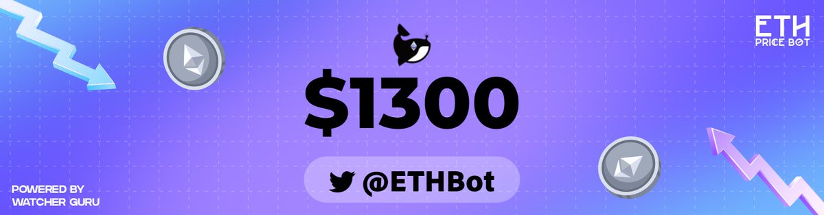 ETHBot's tweet image. #Ethereum Price: $1300 📉
