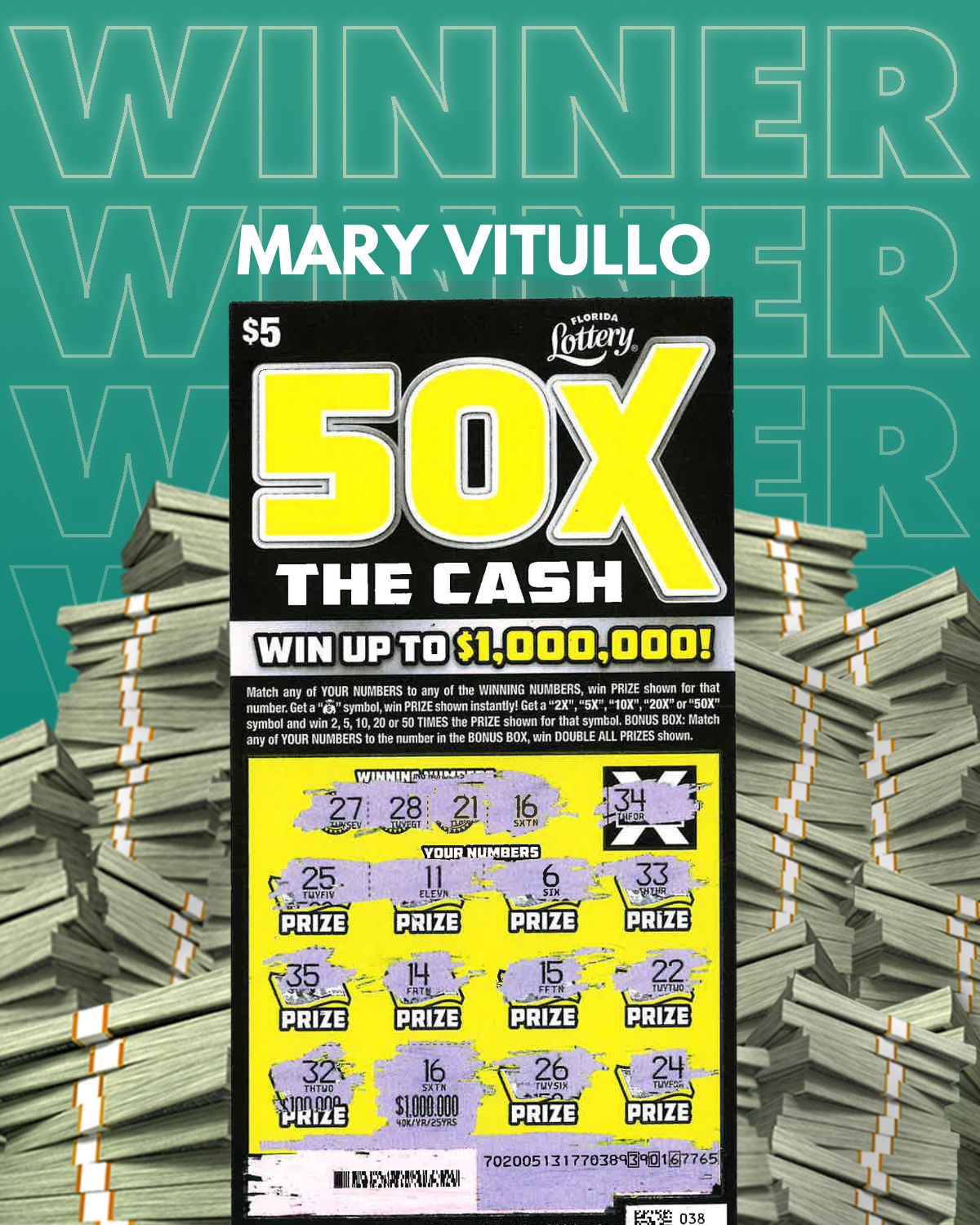Florida Lottery On Twitter Mary Vitullo Of Sarasota Played The 50X florida-lottery-on-twitter-mary-vitullo-of-sarasota-played-the-50x