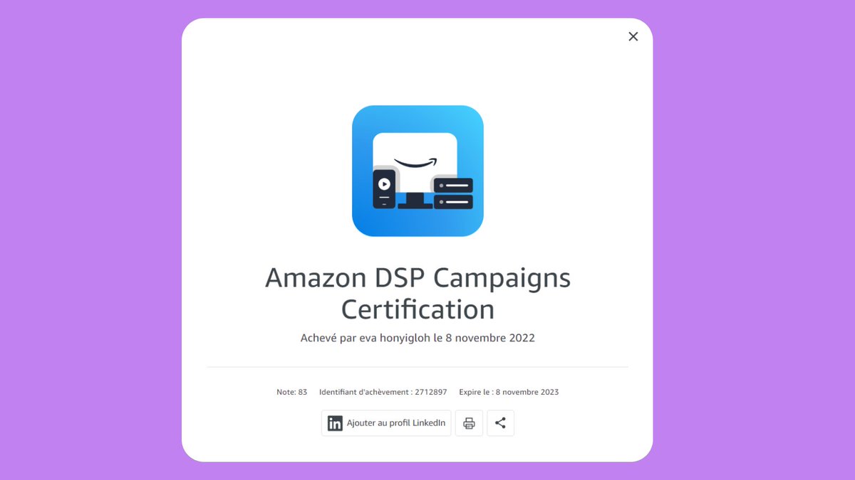 Certification #amazon DSP en poche 🥳

#media #MarketingDigital