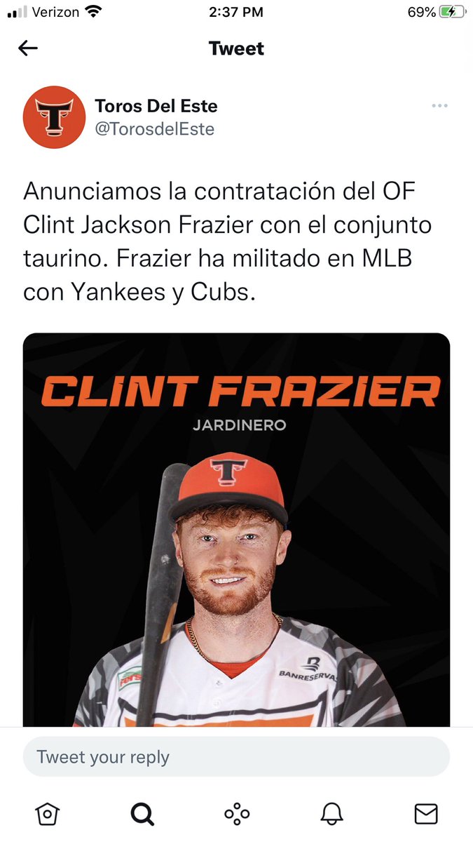 ToddDA12's tweet photo. @Yankees Cashman so good at evaluating players. Less than 2 years ago wouldn’t give him up now he’s playing for a fucking traveling softball team 😂 #firecashman https://t.co/D72nrKWUQi