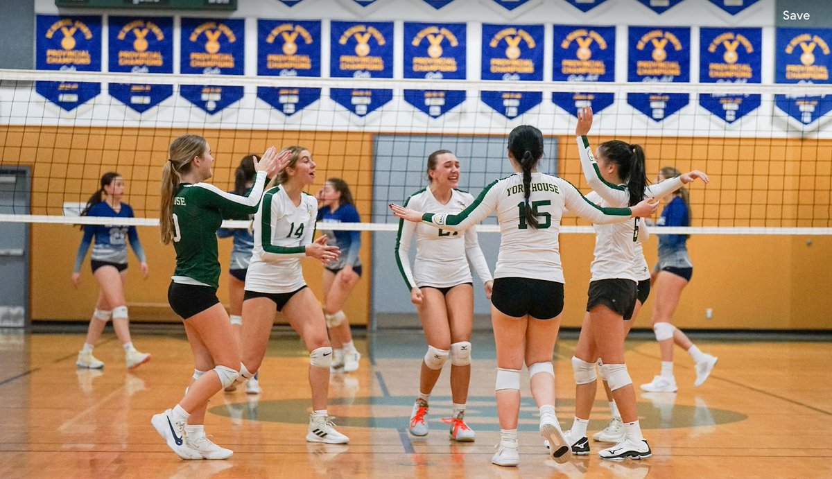 YorkHouseSchool's tweet photo. Come cheer on the Sr Volleyball Tigers as they battle for a League Championship - this Thursday at 5PM at YHS! 
Our Sr Volleyball Tigers just upset the #1 ranked team in BC, Notre Dame, to reach the LMISSAA League Championship Final! #goYHSTigers #myYHS🐯🐾🏐 https://t.co/e7hn8dCu1c