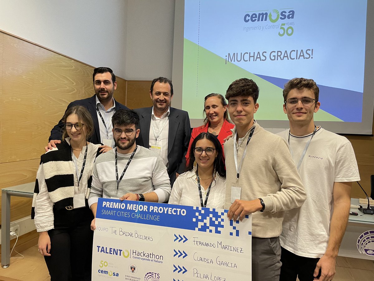 CemosaOficial's tweet photo. 🎉🎉🎉
Finalmente, el PREMIO al MEJOR PROYECTO, y ganador del #HackathonTalentoCEMOSA ha sido otorgado al grupo…
¡¡¡BRIDGE BUILDERS!!!
¡Enhorabuena por el gran premio equipazo! 👏🏻🎁
@iColectiva @ETSCaminosUGR https://t.co/G00tYXJyrh