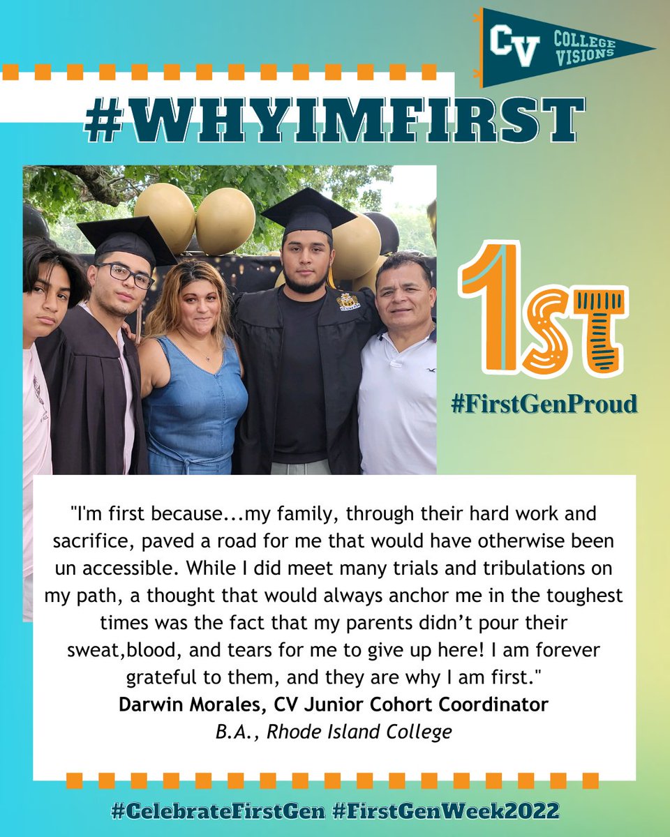 collegevisions's tweet photo. Being first-gen means more than the lack of college attainment by someone's parents. Swipe through to read some of our Access Advisors' #WhyImFirst stories!
#FirstGenProud #CelebrateFirstGen https://t.co/0CTgAVPlDH