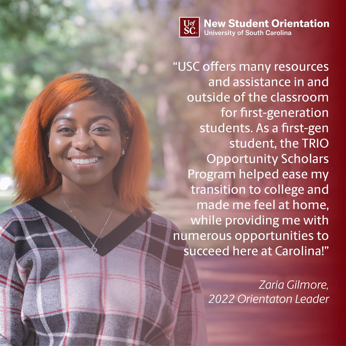 UofSC_ONSO's tweet photo. It’s National First-Generation Day! We asked past Orientation Leaders about being #USCFirstGen. 🎉 #CelebrateFirstGen #USCOrientation https://t.co/yjKF0X7tOb