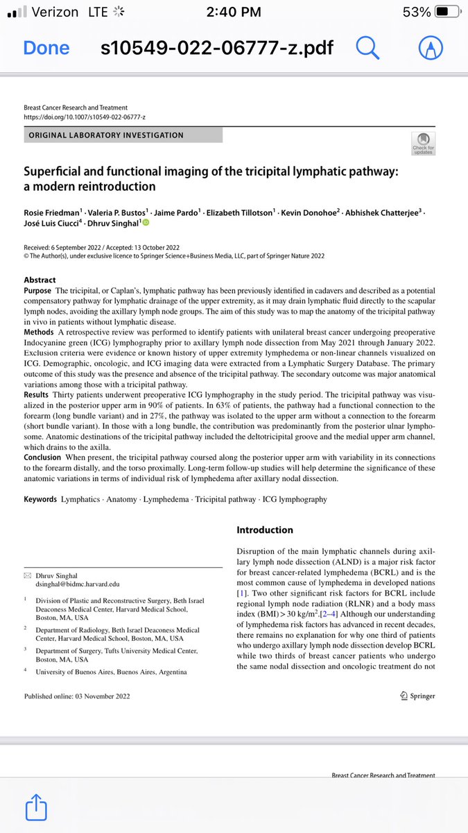 Abhishek Chatterjee MD,MBA,FACS (@chatterjeeonco1) on Twitter photo Outstanding collaboration with <a href="/DrDhruvSinghal/">Dr. Dhruv Singhal</a> and team to produce this paper demonstrating anatomic variation in lymphatic drainage in breast cancer patients #lympha #lymphaticsurgery #lymphadema Outstanding collaboration with <a href="/DrDhruvSinghal/">Dr. Dhruv Singhal</a> and team to produce this paper demonstrating anatomic variation in lymphatic drainage in breast cancer patients #lympha #lymphaticsurgery #lymphadema