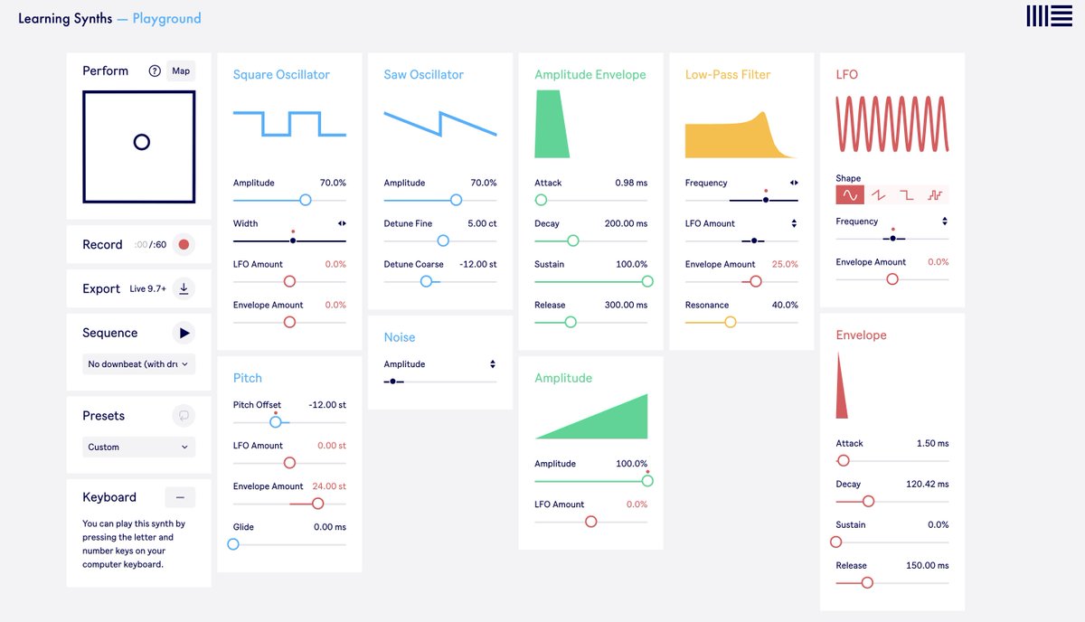 Have you checked out Sam Tarakajian’s article about Ableton’s Learning Synths yet? Click the link below to learn more about how early RNBO efforts and a team of people with diverse skills and backgrounds helped make this evolution in web audio a reality. rnbo.cycling74.com/explore/learni…