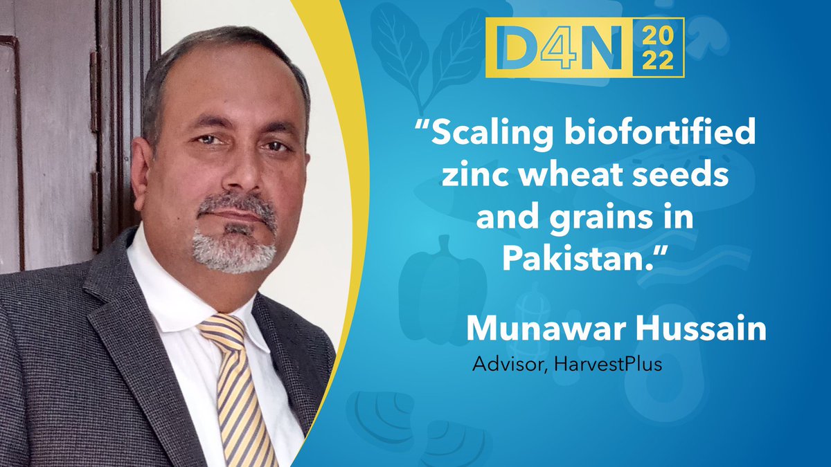 ￼  Join Munawar Hussain from HarvestPlus Pakistan on 10th of November at the Delivering for Nutrition #D4N2022 Conference to discuss how we can work together to transform diets in #SouthAsia! More info & to register!: bit.ly/D4N2022