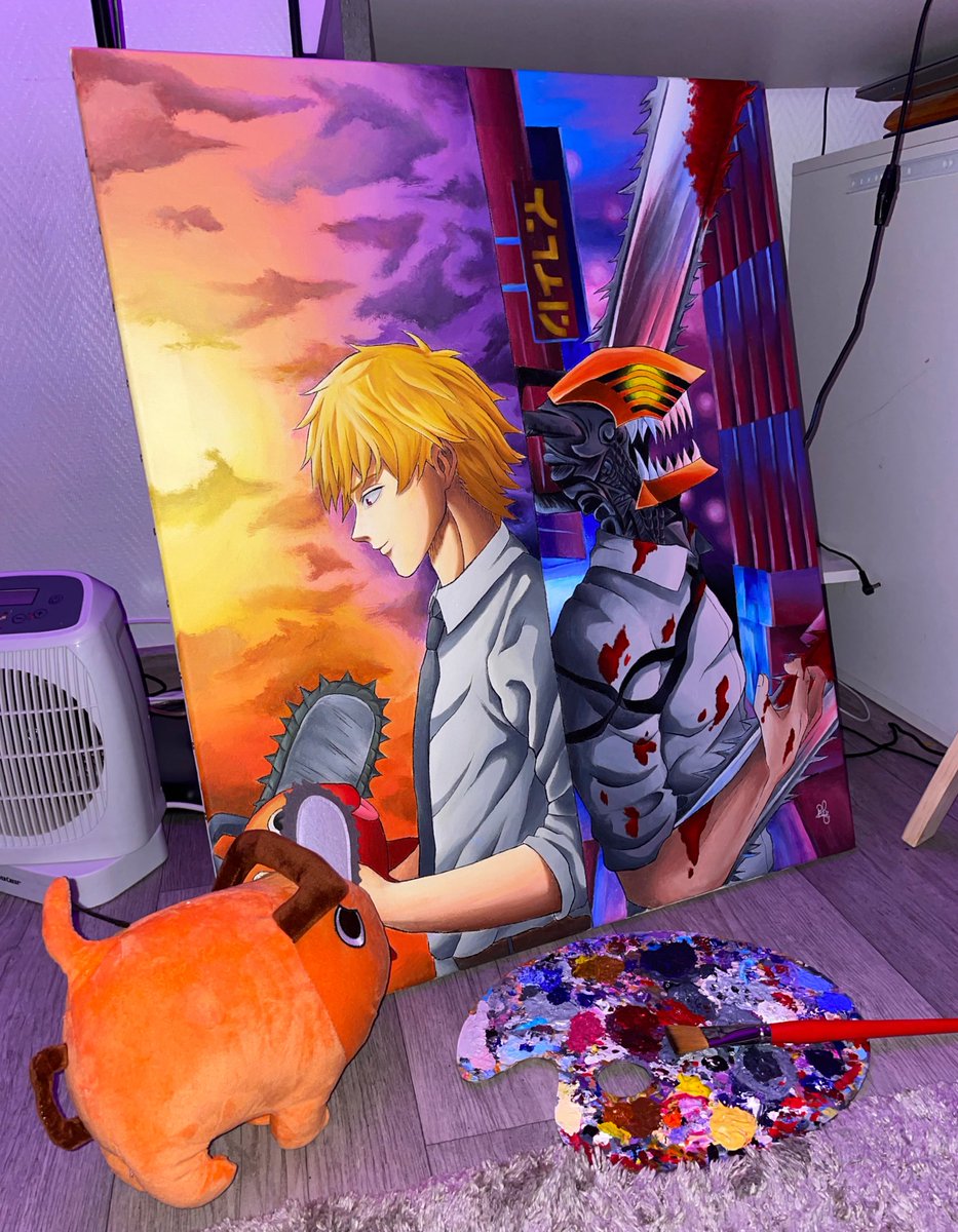 Riizmira's tweet photo. J’ai peint Denji de Chainsaw Man, j’ai essayé de créer ma propre illustration donc je vous cache pas que c’était bieen long #chainsawman 😬 https://t.co/FlMARQBY5l