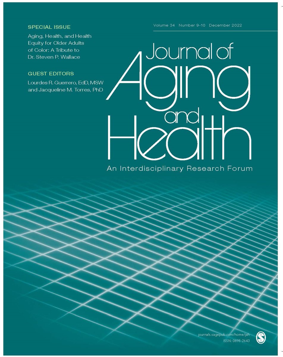 Special Issue: Aging, Health, and Health Equity for Older Adults of Color: A Tribute to Dr. Steven P. Wallace: The articles published in this special issue are written by students, mentees, colleagues, and friends of Steven P. Wallace, PhD. Learn more: ow.ly/Pf0550Ly21A