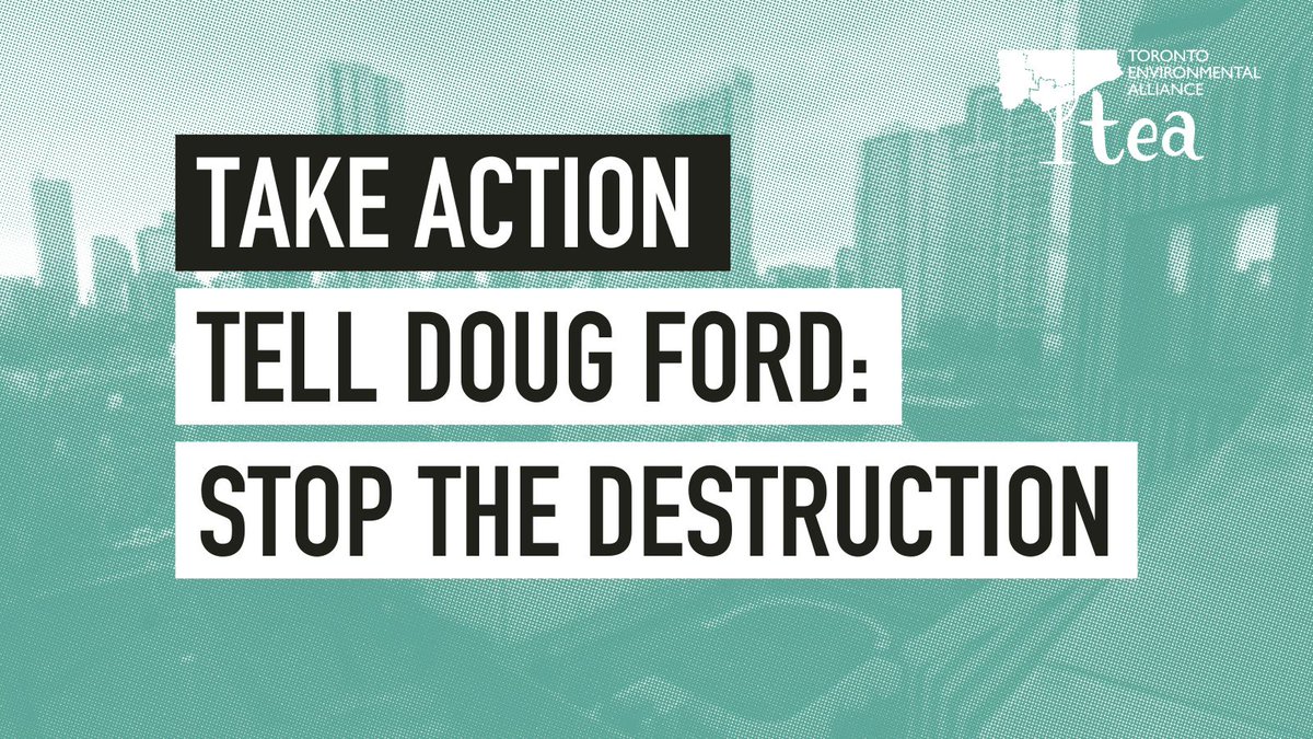 TOenviro's tweet photo. Doug Ford’s new “housing” bill will block Toronto from achieving our climate goals, reduce parkland, weaken tenant protections &amp; silence local conservation authorities. 

Tell your MPP to vote NO to #Bill23 ➡https://t.co/FpUtkAouYx https://t.co/9XhN0ZCYHr