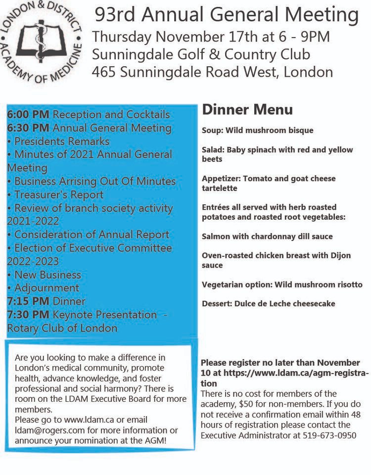 Last chance!  Our 93rd Annual General Meeting registration closes shortly.  LDAM members: please don't forget to register for this FREE event.  $50 for non-members. Registration Link: ldam.ca/agm-registrati…