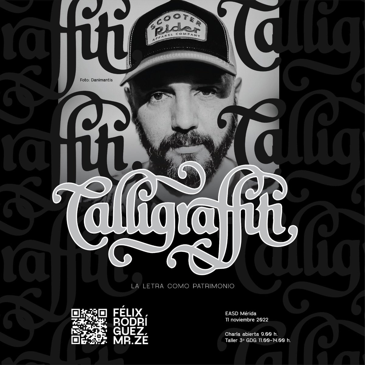 DIEX_Asociacion's tweet photo. ⚡️CALL TO ACTION⚡️
CHARLA DE CALLIGRAFFITI
Por @mrzethecreator
+
Taller práctico
🚀🚀🚀
📆Este viernes 11 noviembre
📍Salón de actos @EASD_merida
⏰ 9.00 h
2 plazas taller reservadas para socixs DIEX👇
Mándanos un correo a eventos@diex.es
Gráfica @daniel_hervas
#DIEX https://t.co/rBslEMCTJ5