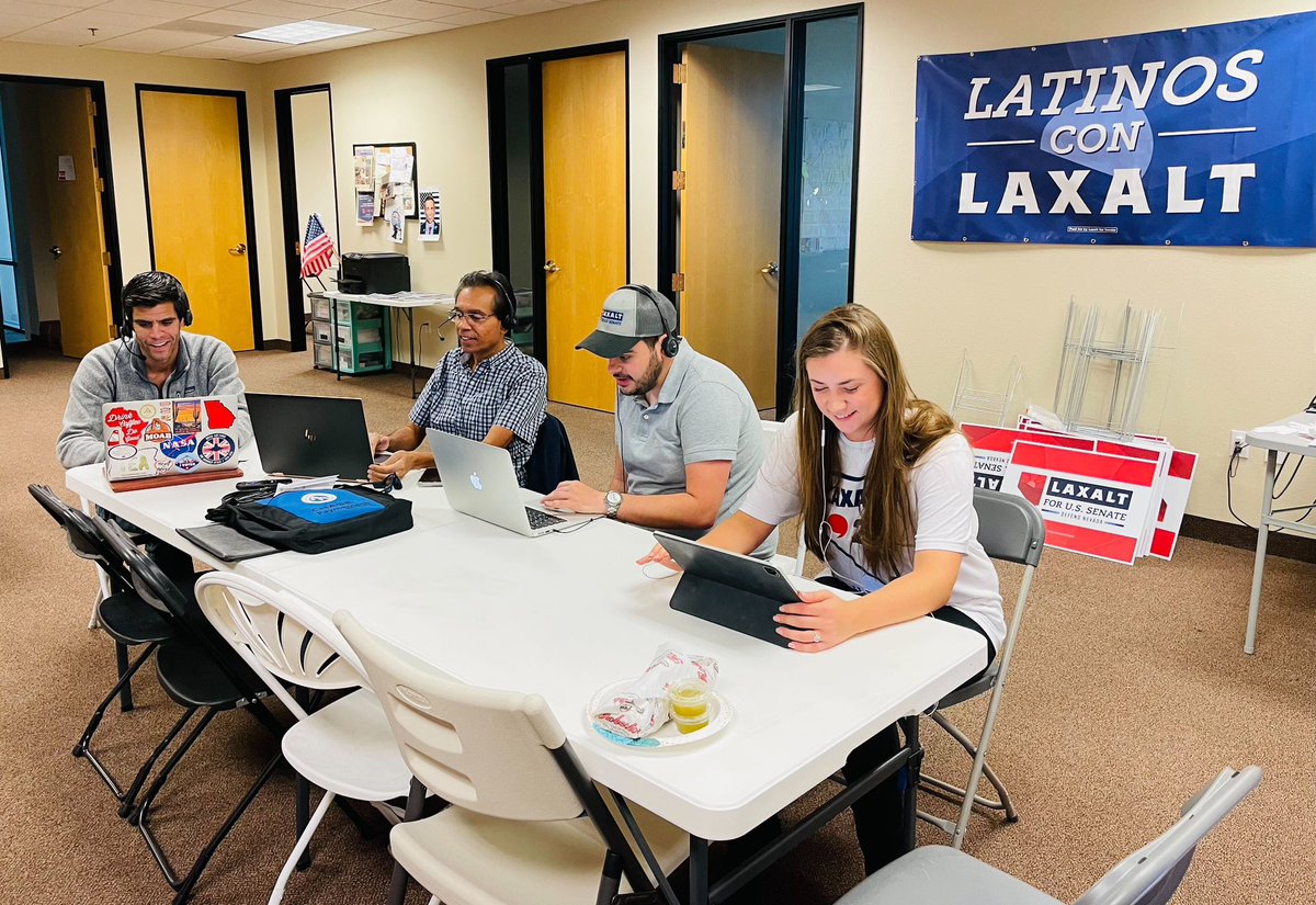 TeamLaxalt's tweet photo. #ElectionDay is here and #TeamLaxalt is STILL hard at work 🇺🇸

Let’s do this, Nevada. Let’s make history! https://t.co/6wH1K2w8Ev