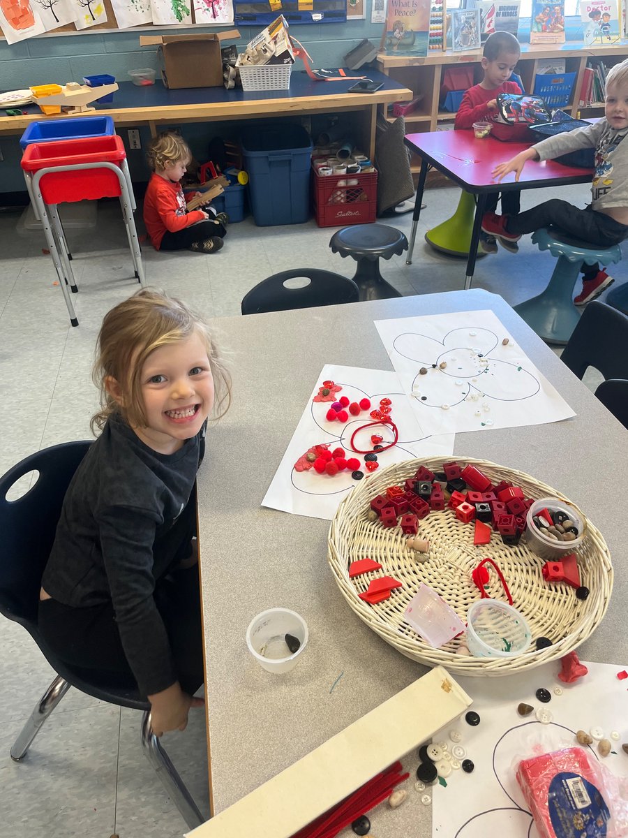 We have been discussing  Remembrance Day and what it means to wear a poppy. We explored making poppies in class as a symbol of remembering.