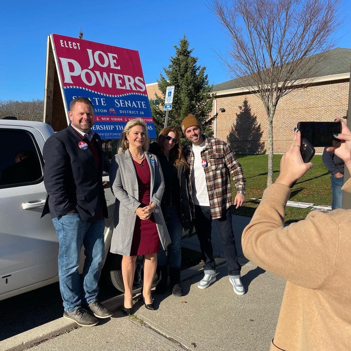 AshleyKalus's tweet photo. I stopped at the Orchard Farms School in Cranston to see candidates and voters. Shoutout to @bamaral44 for taking a few minutes to chat. https://t.co/tsSoBTo871